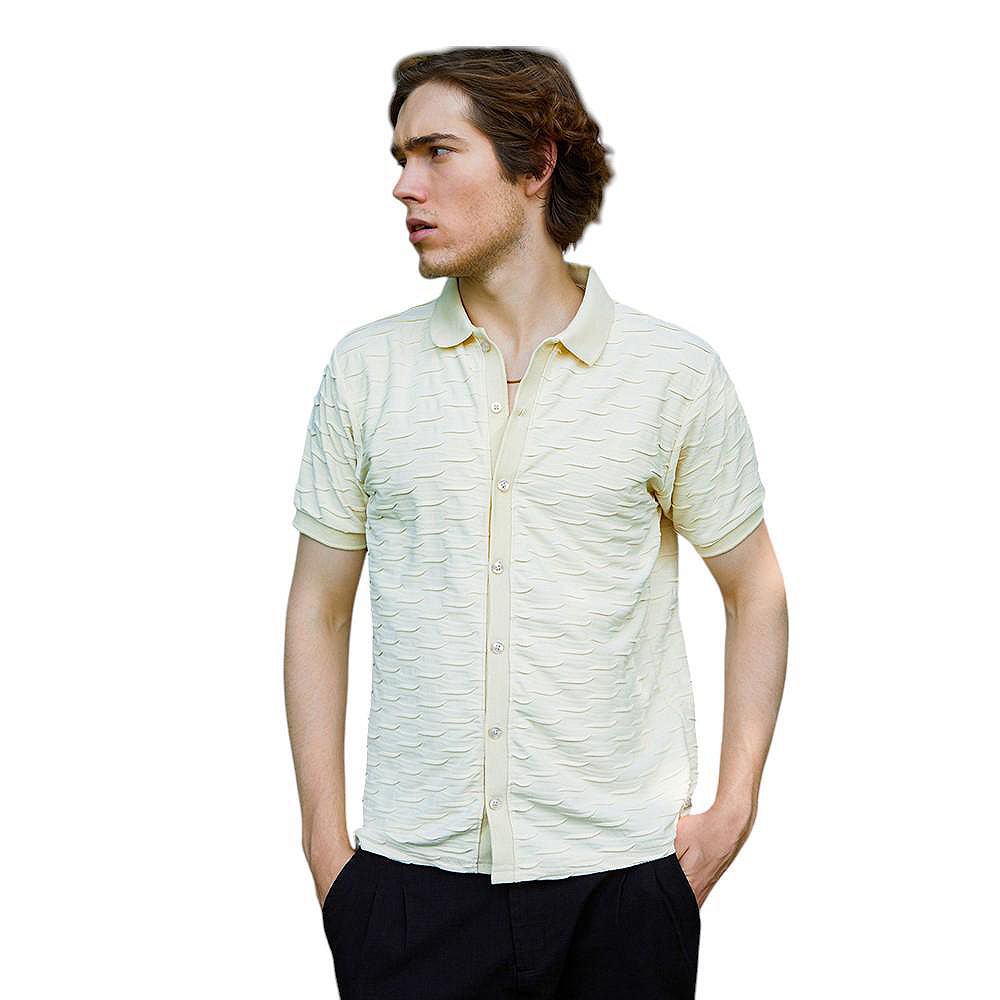Campus Sutra Men's Solid Creased Knit Shirt