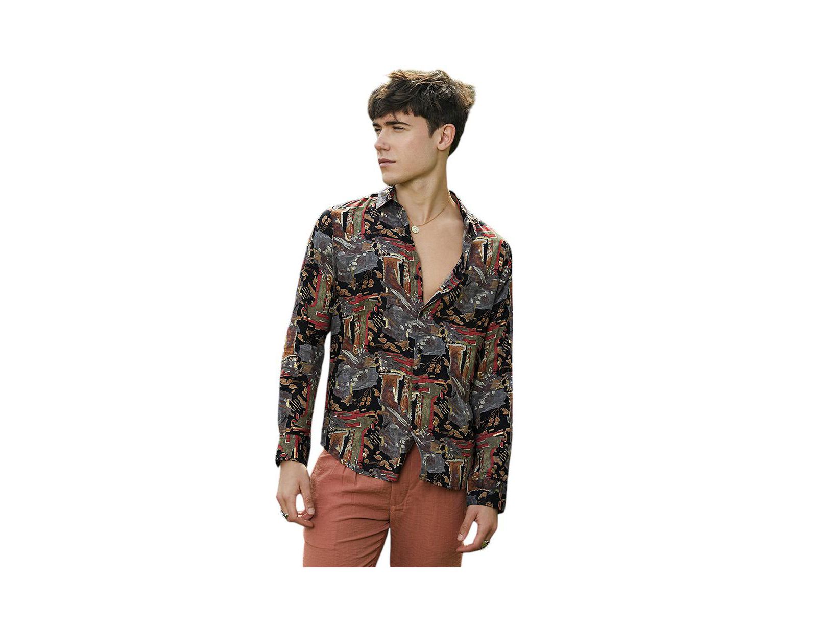 Campus Sutra Men's Impressionistic Foliage Shirt