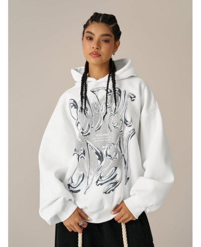Женский свитшот AELFRIC EDEN Futuristic Liquid Metal Design Pullover Hoodie