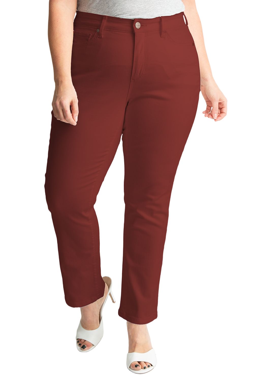 Джинсы SLINK Jeans Женские с высокой посадкой, прямые, 28" Inseam - Burgundy