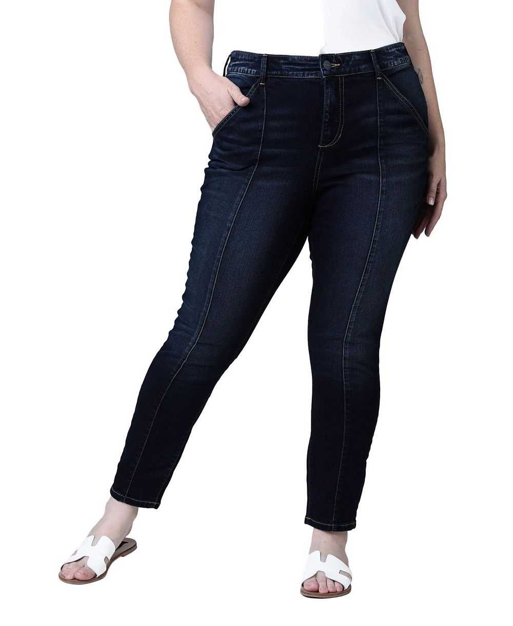 SLINK Jeans Women's High-Rise Pintuck Ankle Skinny Jeans with 28" Inseam