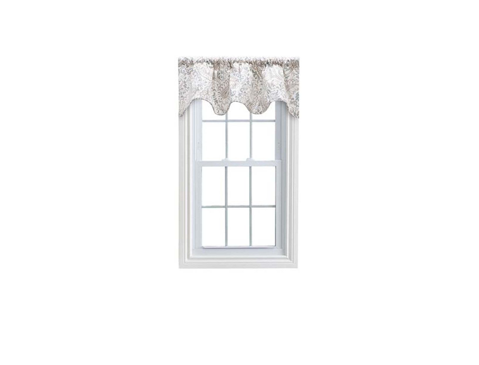 Ellis Curtain Shannon Printed Paisley Pattern on Cotton Fabric Scallop Valance Lined 3" Rod Pocket