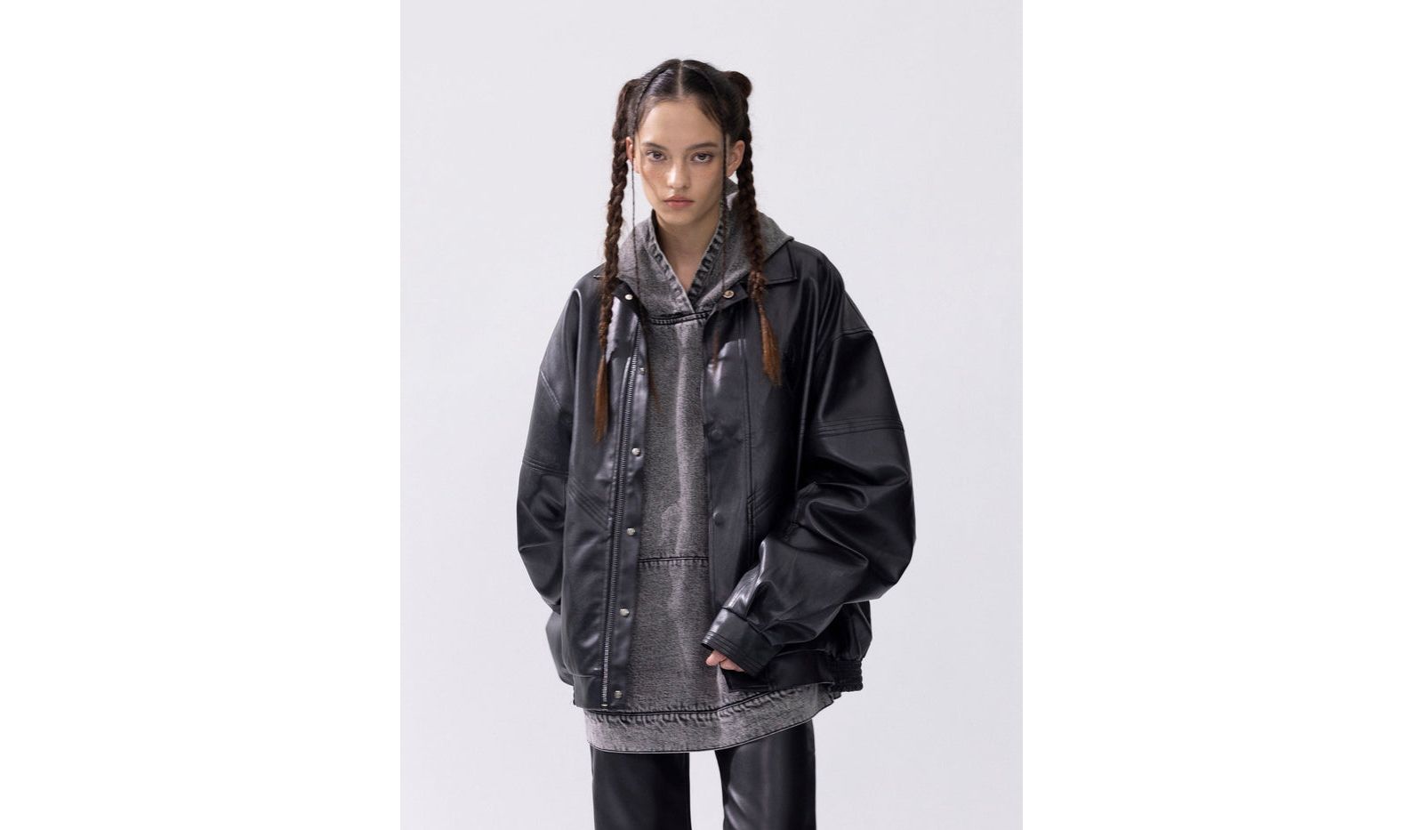 Aelfric Eden Women's Zip Up Ruched Leather Jacket