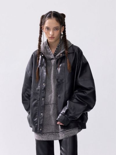Женская кожаная куртка Aelfric Eden Zip Up Ruched