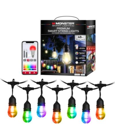Разноцветная уличная гирлянда MONSTER CABLE Sound Reactive Smart, 24 ft