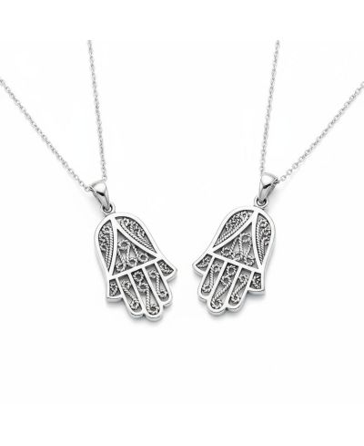 Bling Jewelry Two Talisman Fatima Hand of God Hamsa Pendant Necklace .925 Sterling Silver