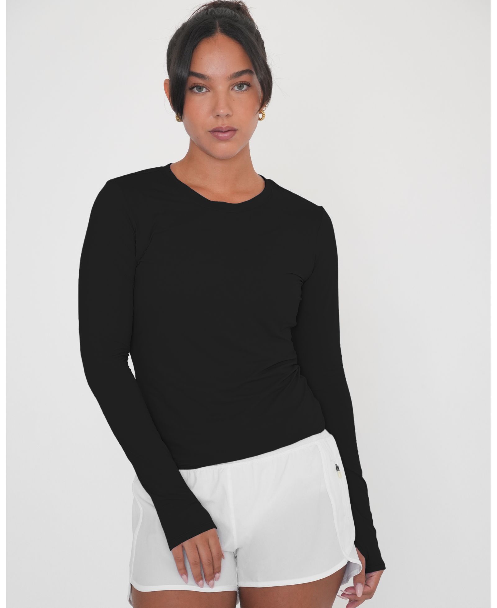 Rebody Active Women's Raya Mid Length Compression Nylon Long Sleeve Top