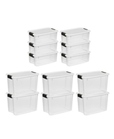Sterilite 6-Pack 30 Qt and 6-Pack 18 Qt Clear Plastic Stackable Storage Bins with Lids