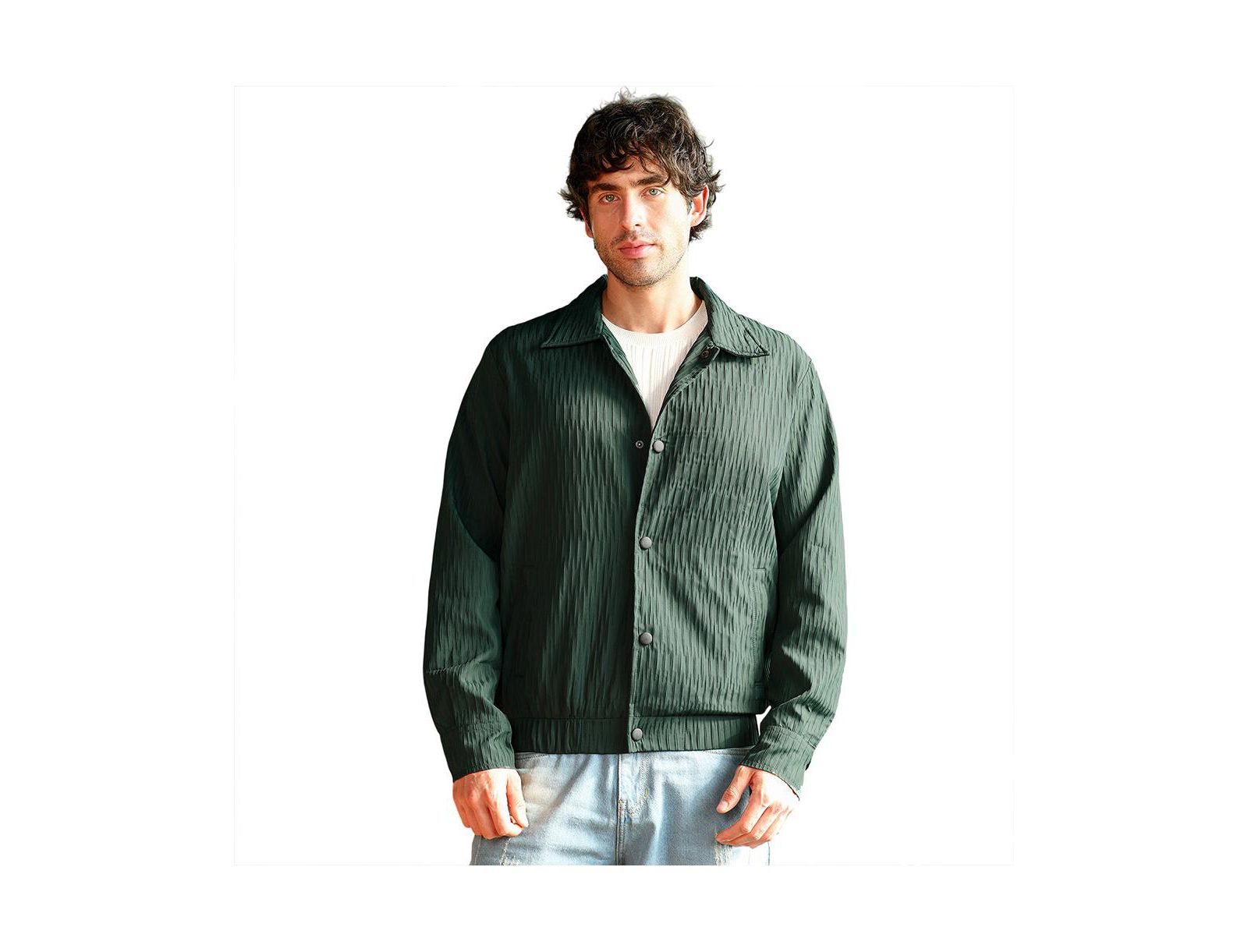 Бомбер Campus Sutra Men's Emerald Green Crease-Tactile