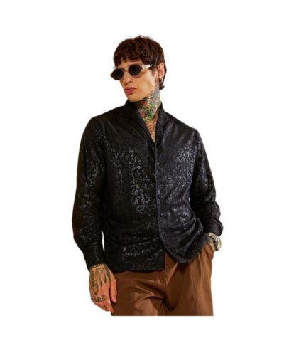 Мужская рубашка Campus Sutra Onyx Black Corroded-Tactile