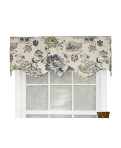 Оконная валанс RLF Home Ophelia Regal Floral Damask, 3" Rod Pocket, синяя, 50" x 17"