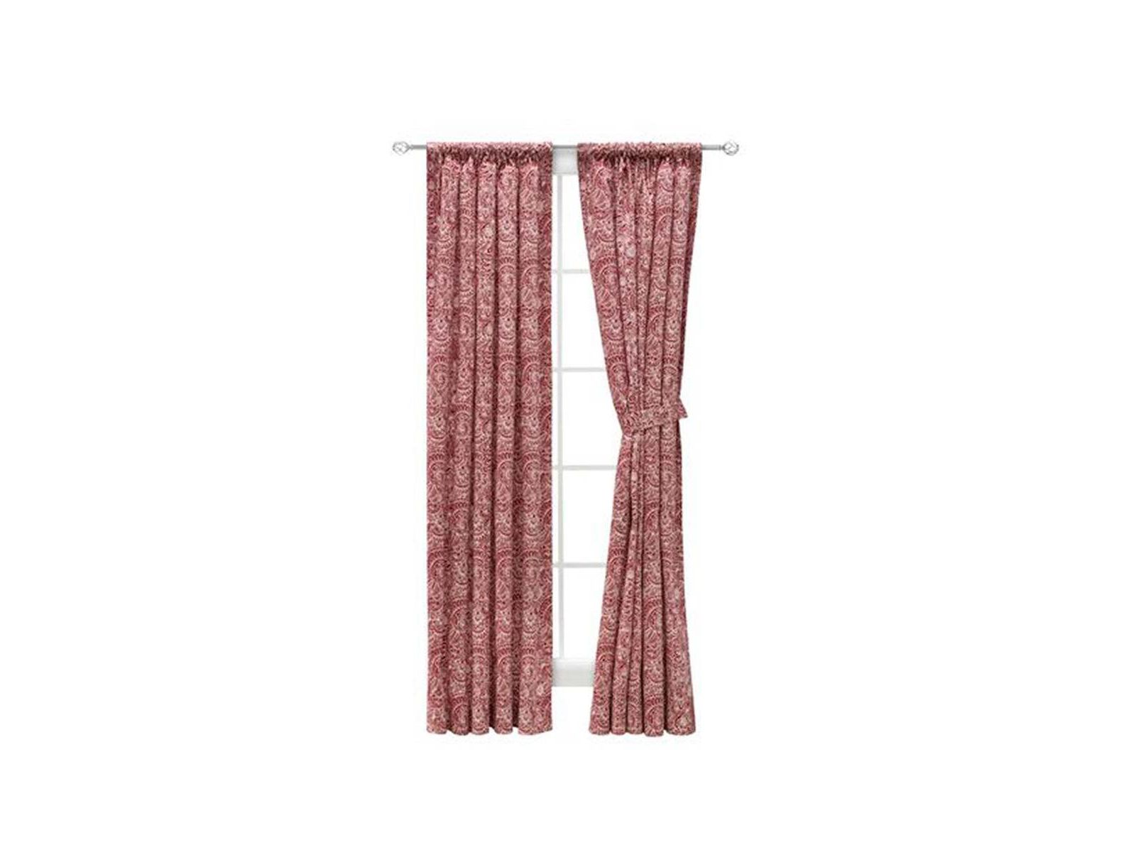Ellis Curtain Segovia Printed Paisley Pattern on Ground 1.5" Rod Pocket High Quality Tailored Tiers 50"x36" Red