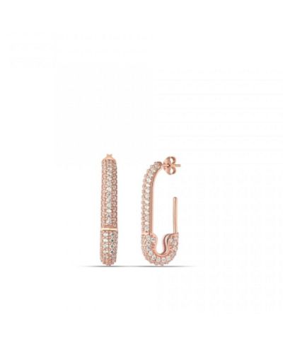 Spero London Женские серьги Pave Stud Safety Pin из стерлингового серебра с драгоценными камнями