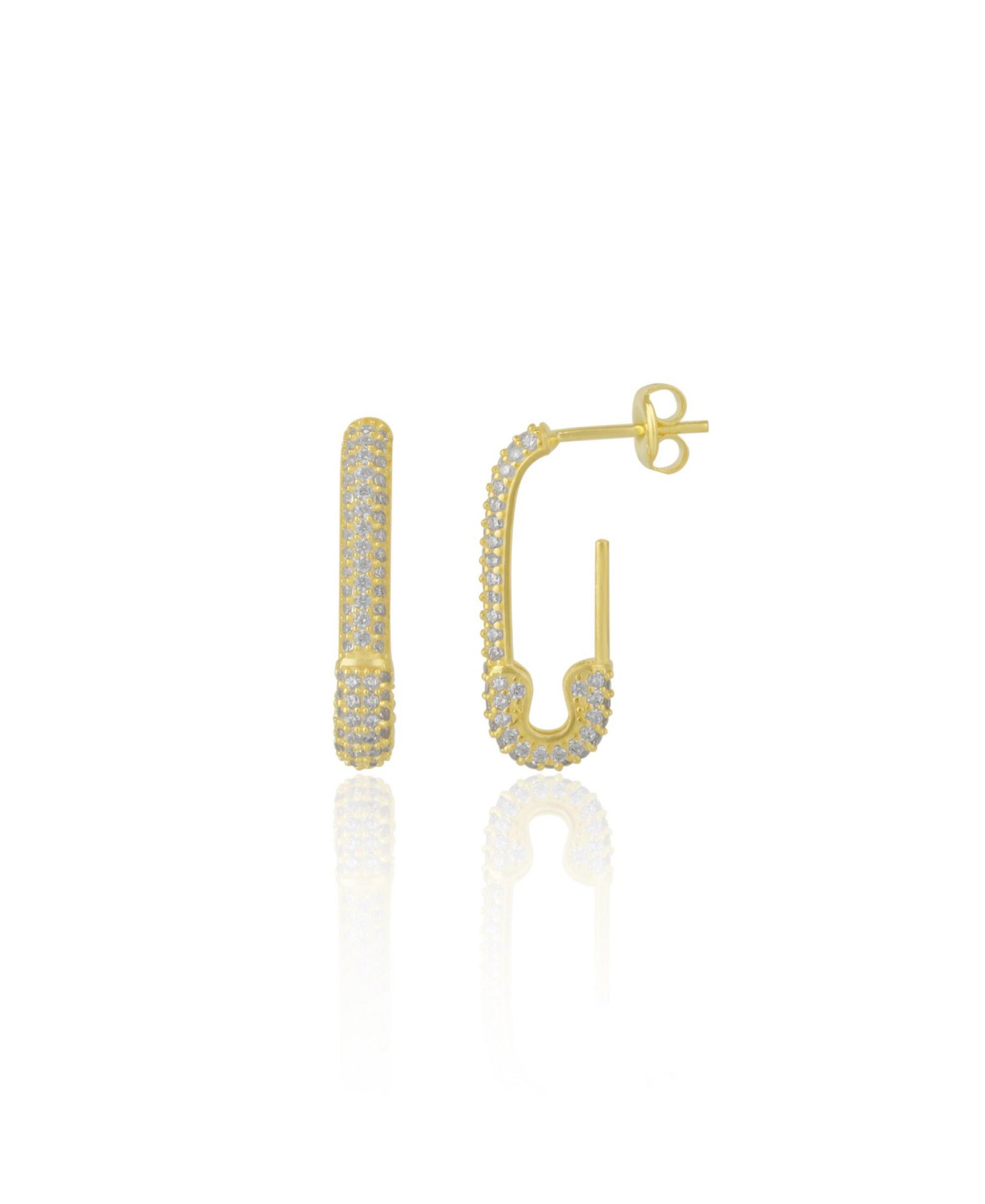 Spero London Женские серьги Pave Stud Safety Pin из стерлингового серебра с драгоценными камнями