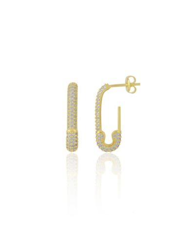 Spero London Women's Pave Stud Safety Pin Earring Jewelled Sterling