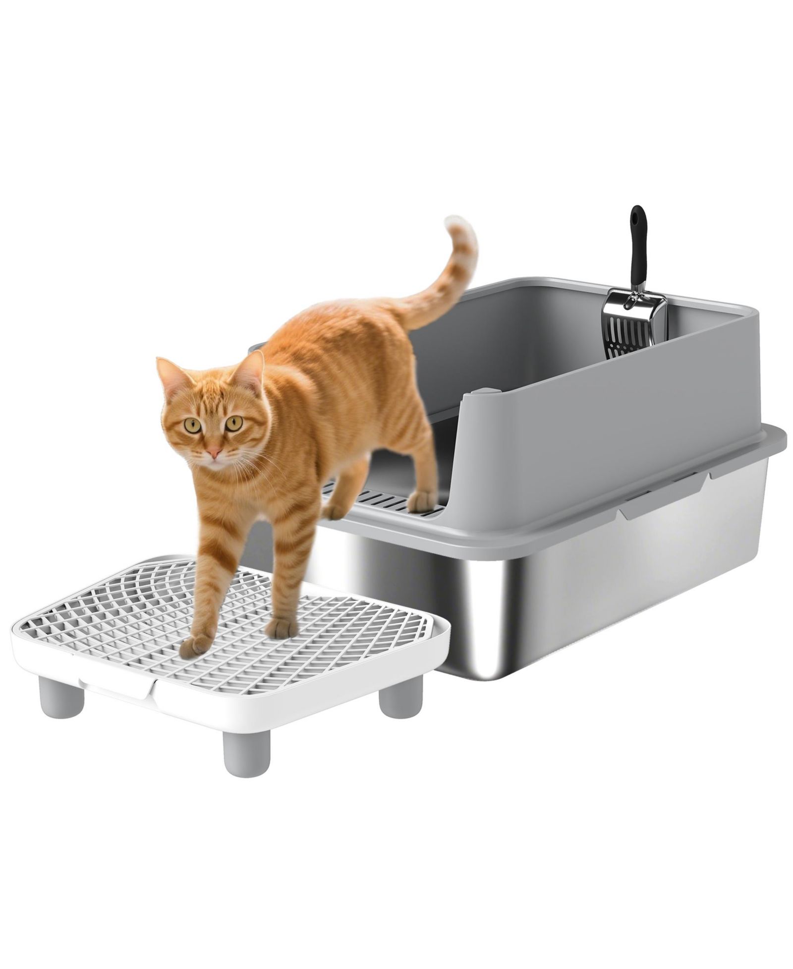 Лоток для кошек PawHut XL Stainless Steel с ковшом и подстилкой