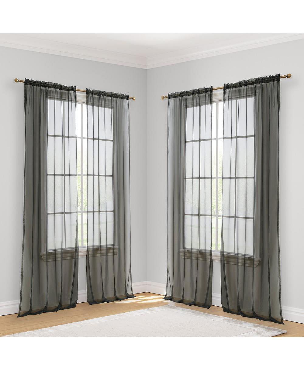 HLC.me Essentials Sheer Voile Window Treatment Rod Pocket Curtain Panels - Set Of 4