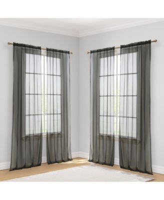 HLC.me Essentials Sheer Voile Window Treatment Rod Pocket Curtain Panels - Set Of 4