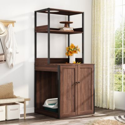 Storage Cabinet with Shelves, Large Open Storage and Doors Used for Pet