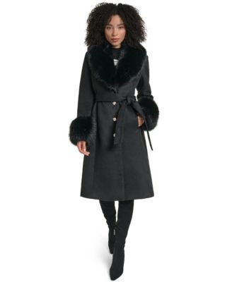 KARL LAGERFELD PARIS Women's Single-Breasted Long Wool-Blend Coat, Created for Macy's