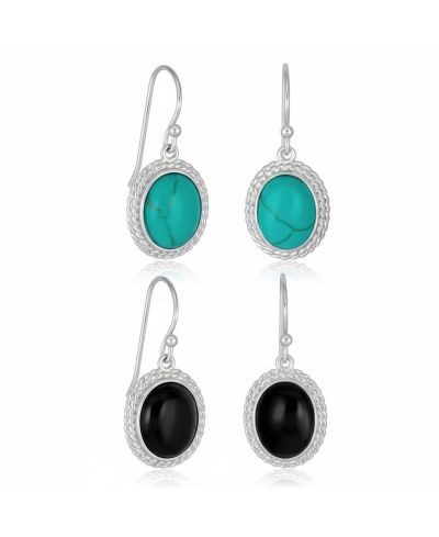 Серьги Bling Jewelry в западном стиле с ониксом и милгрейном