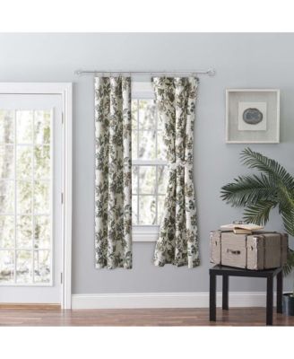 Ellis Curtain Madison Floral Design Printed Natural Ground 3" Rod Pocket
