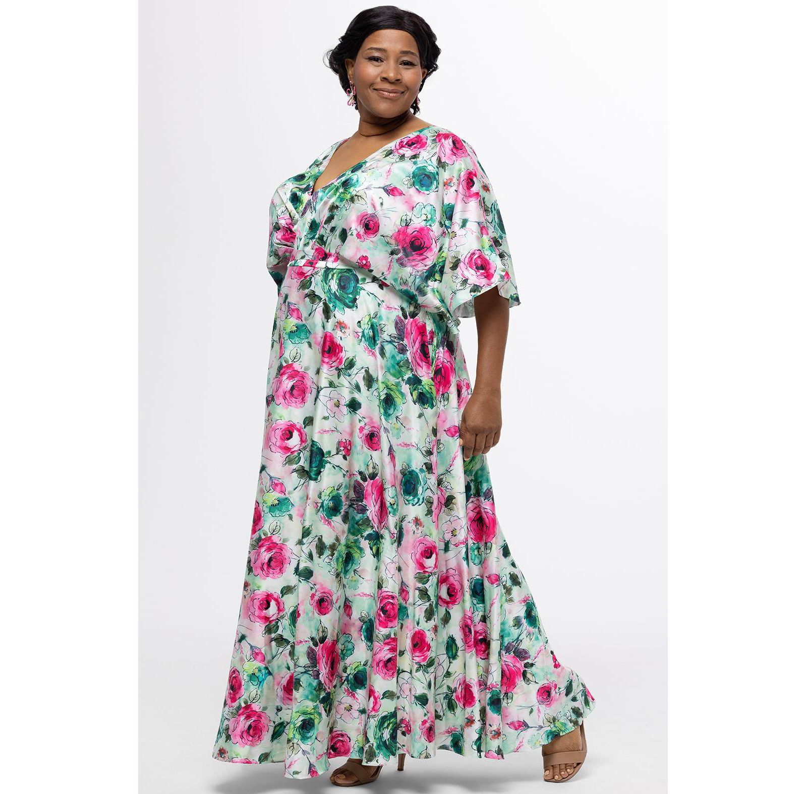 Женское вечернее платье Celebrations by Sydney's Closet Flowy Floral V-Neck Gown