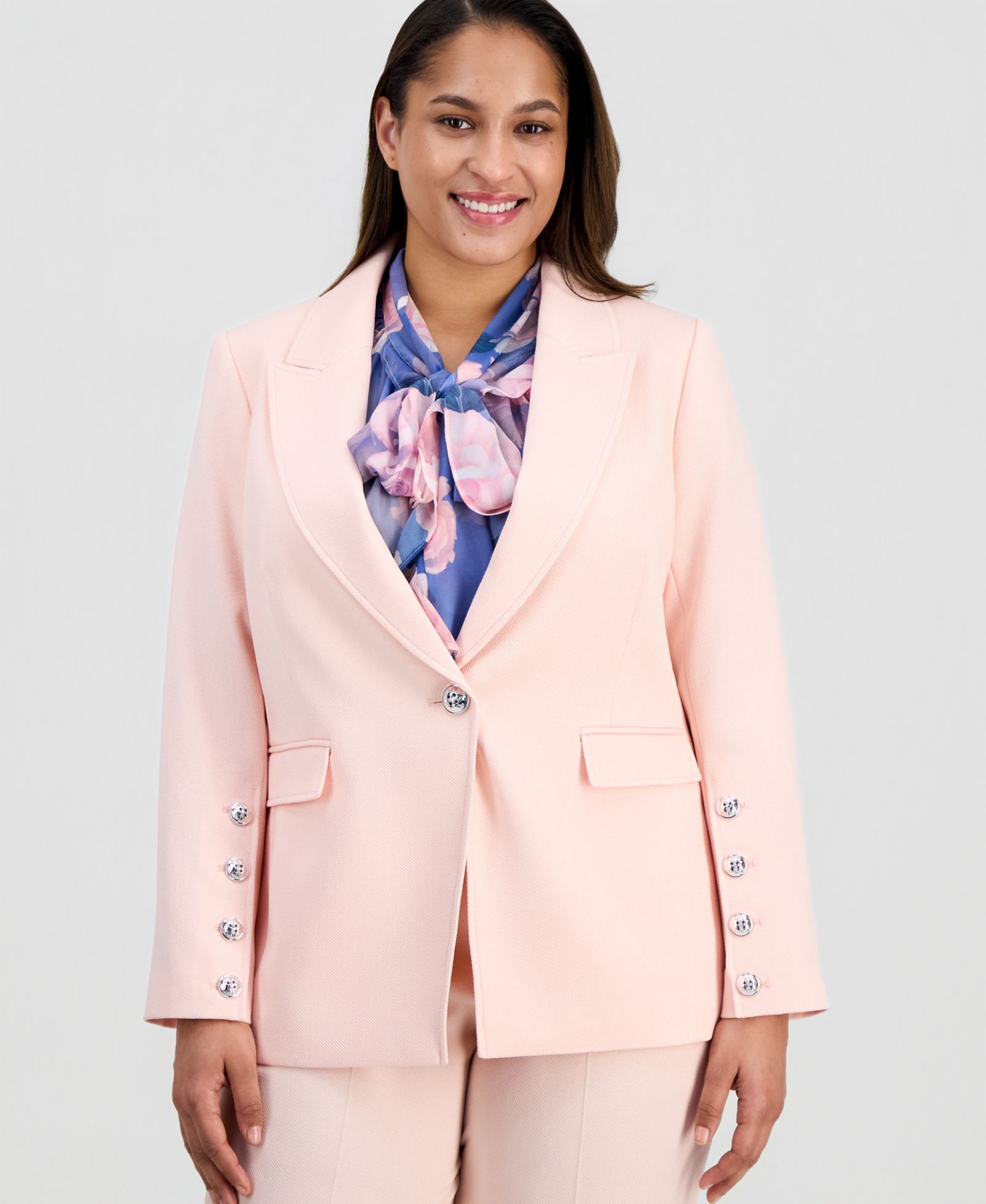 Женский блейзер Tahari ASL Plus Size Peak-Lapel One-Button
