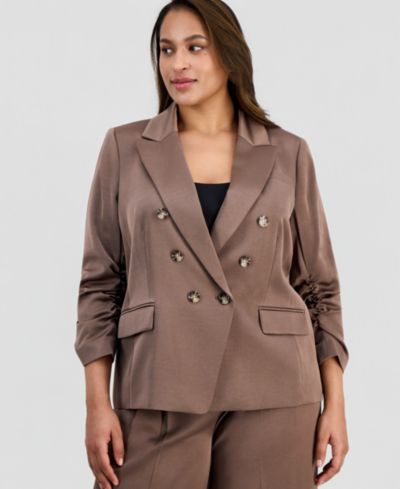 Tahari ASL Блейзер Plus Size Faux-Double-Breasted Satin
