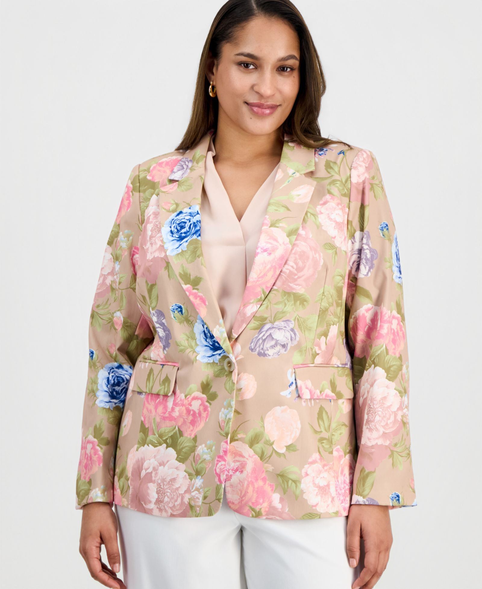 Блейзер Tahari ASL Plus Printed Sateen One-Button
