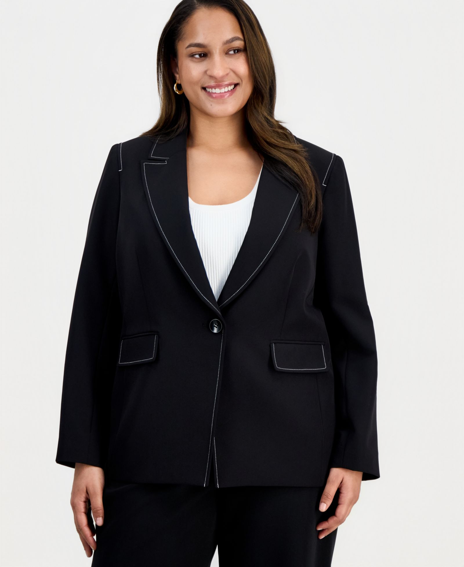 Женский пиджак Tahari ASL Plus Size с однобортным кроем и длинным рукавом