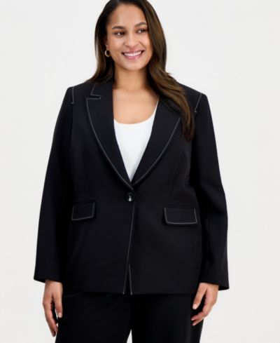 Женский пиджак Tahari ASL Plus Size с однобортным кроем и длинным рукавом