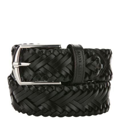 Perry Ellis Portfolio Мужской кожаный ремень с плетением Herringbone Braid
