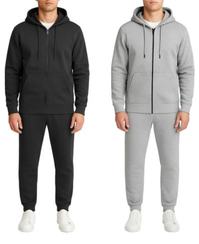 Blu Rock Men's 2-Piece Fleece Lined Full-Zip Hoodie and Fleece Jogger Sweatpants Set, 2-Pack