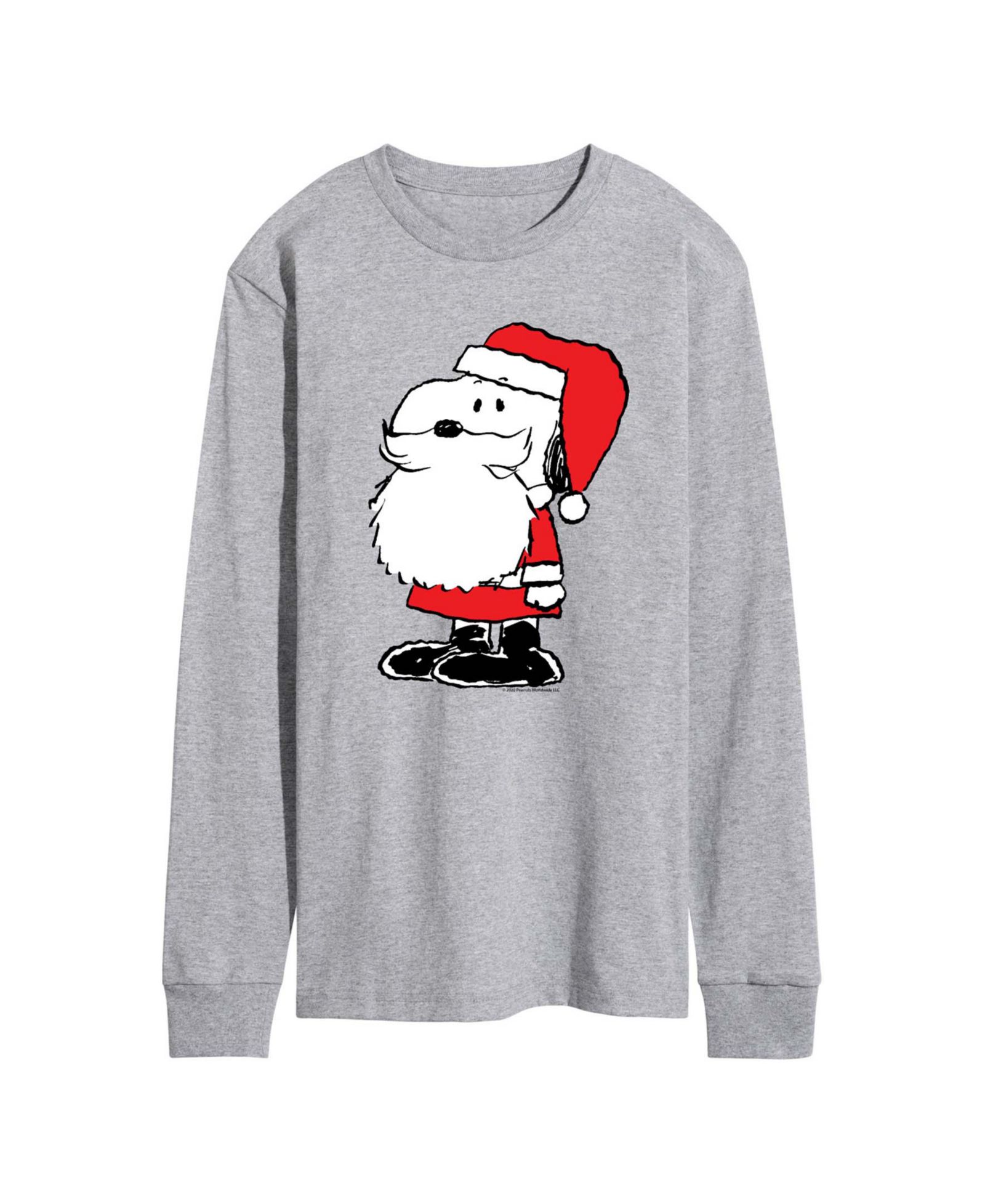 AIRWAVES Men's Peanuts Santa Snoopy Graphic Long-Sleeve T-Shirt