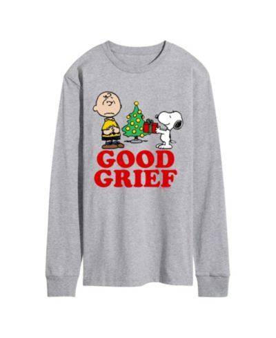 AIRWAVES Мужская футболка с длинным рукавом Peanuts Good Grief Charlie and Snoopy Christmas Presents