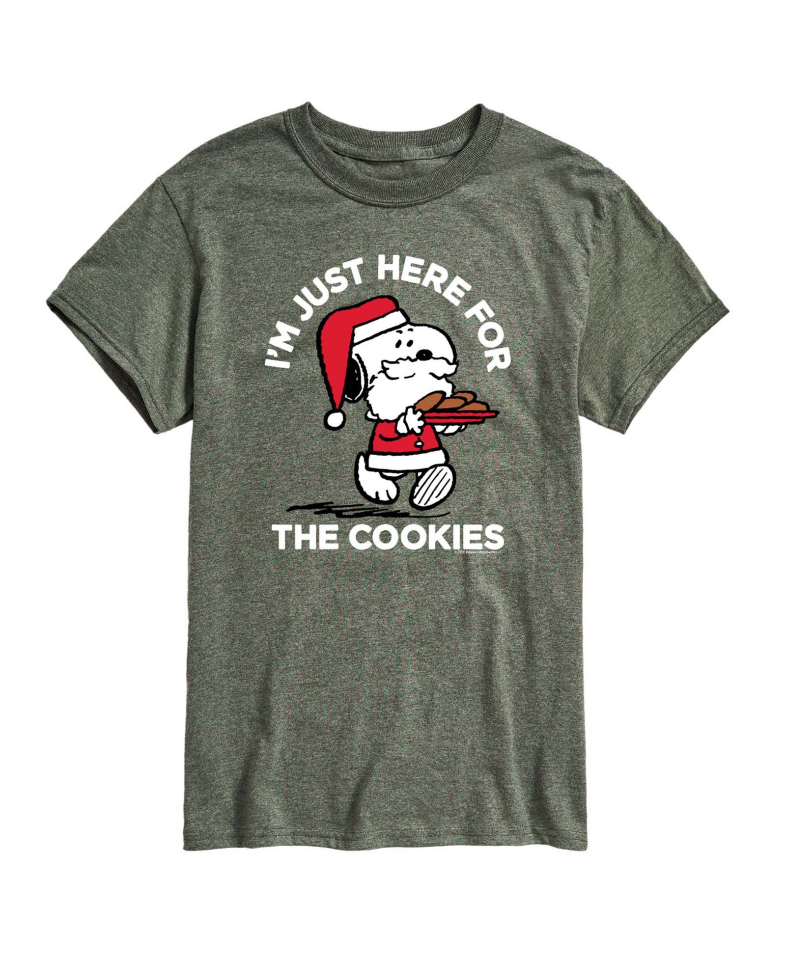 Мужская футболка AIRWAVES с принтом Peanuts Santa Snoopy I'M Just Here for the Cookies с коротким рукавом