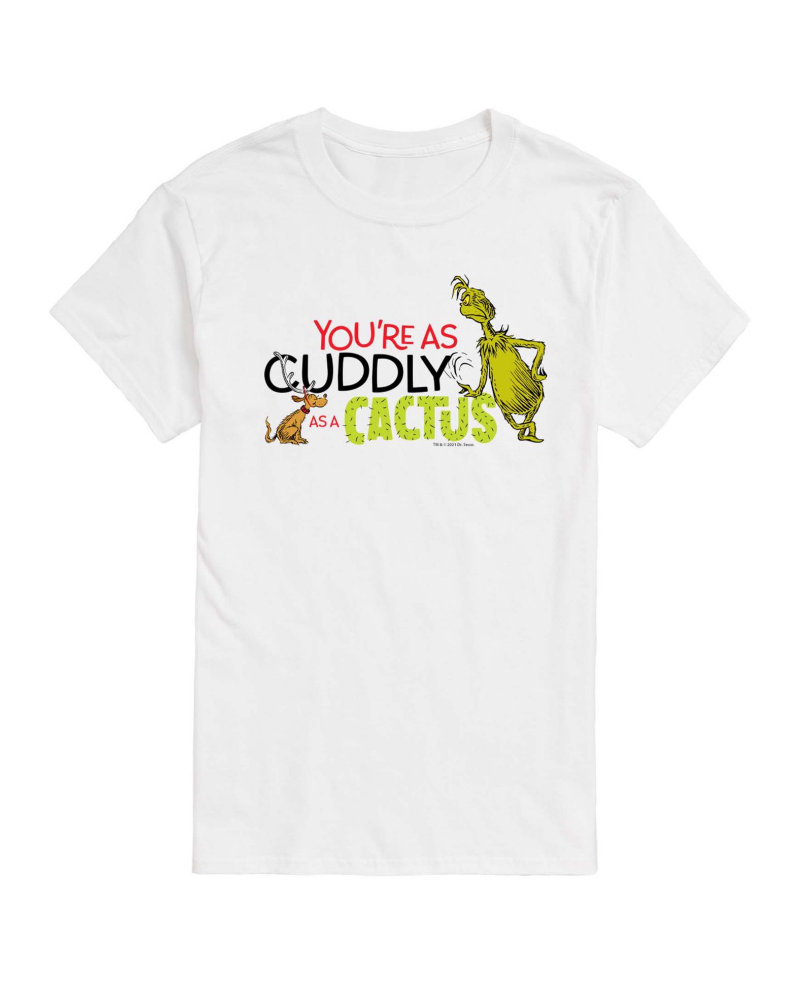 AIRWAVES Men's The Grinch Cuddly As A Cactus Graphic Short-Sleeve T-Shirt