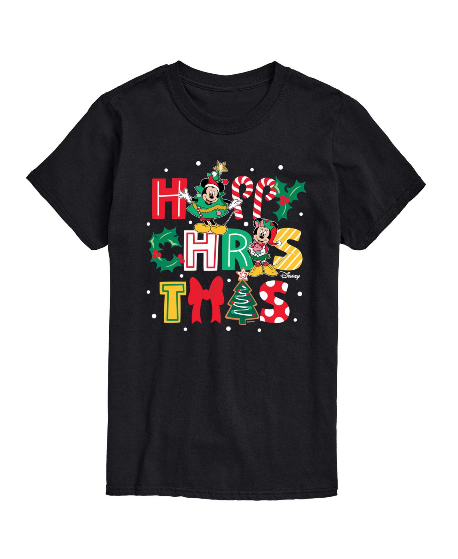 AIRWAVES Men's Disney Happy Christmas Icons Short-Sleeve Graphic T-Shirt