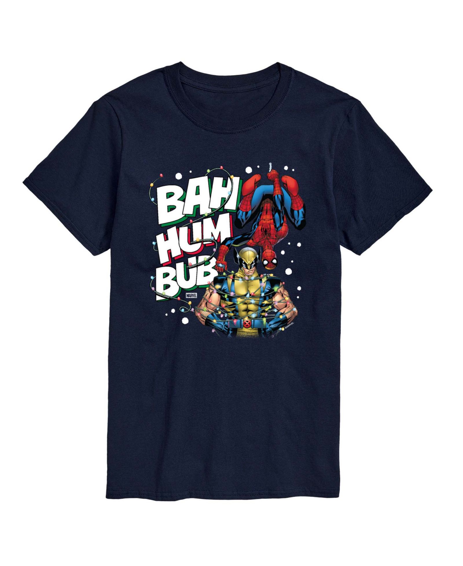 AIRWAVES Мужская футболка AIRWAVES Marvel Bah Hum Bub Wolverine and Spider-Man Graphic Short-Sleeve