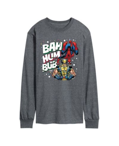 Футболка AIRWAVES Men's Marvel Bah Hum Bub Wolverine and Spider-Man Graphic Long-Sleeve
