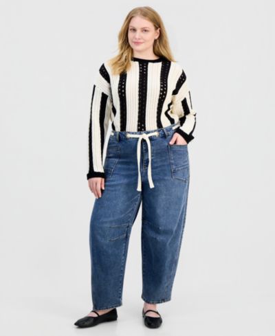 Джинсы And Now This Trendy Plus Size Tie-Waist Barrel