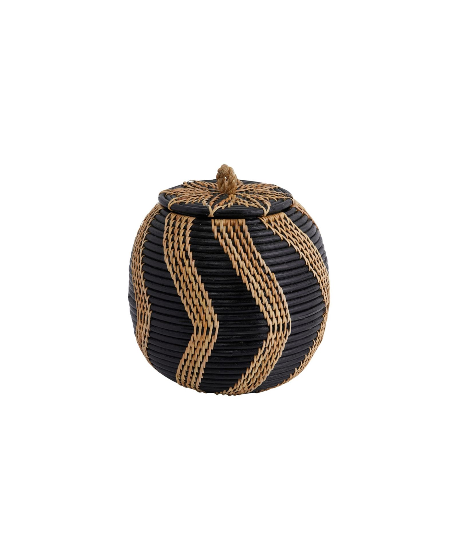 Storied Home Decorative Handwoven Rattan Storage Basket Storage with Lid