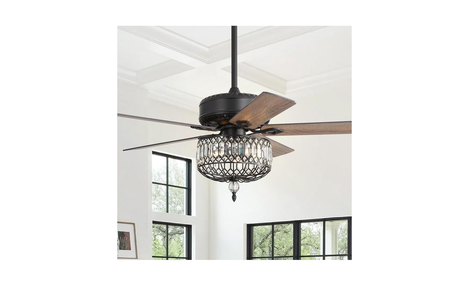 Sofucor 52-inch Modern Country-Style Black 5-Blade Flush Mount with Black Trim,and Equipped with Remote Control and Timer Functions