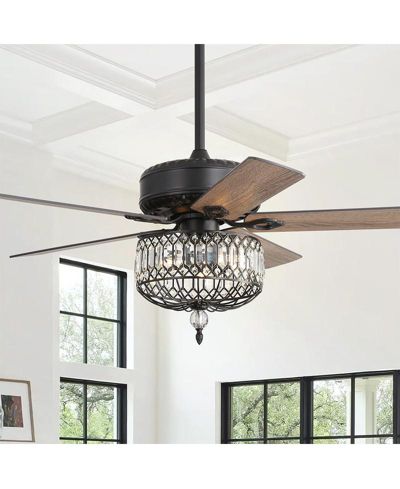 Sofucor 52-inch Modern Country-Style Black 5-Blade Flush Mount with Black Trim,and Equipped with Remote Control and Timer Functions