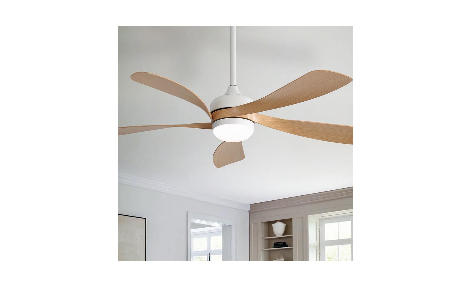 Sofucor 45-inch Modern Smart Standard White 5-Blade Ceiling Fan with Remote Control and LED Light