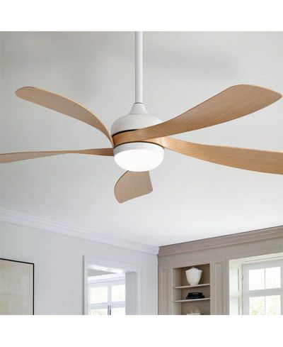 Sofucor 45-inch Modern Smart Standard White 5-Blade Ceiling Fan with Remote Control and LED Light