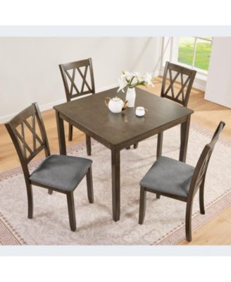 sumyeg Modern Elegant 5-Piece Walnut Wood Dining Set with 4 Chairs