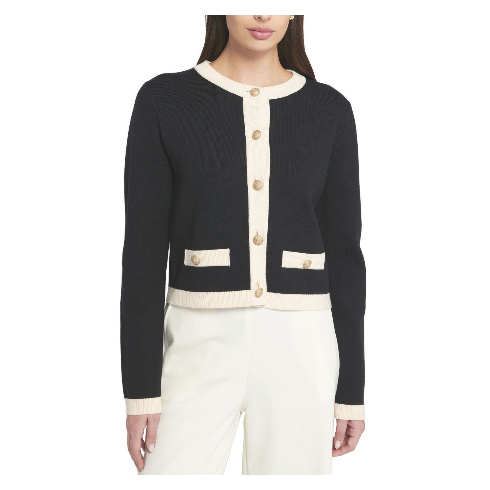 ELLE Collection Women's Fine Gauge Lightweight Framed Cardigan Sweater