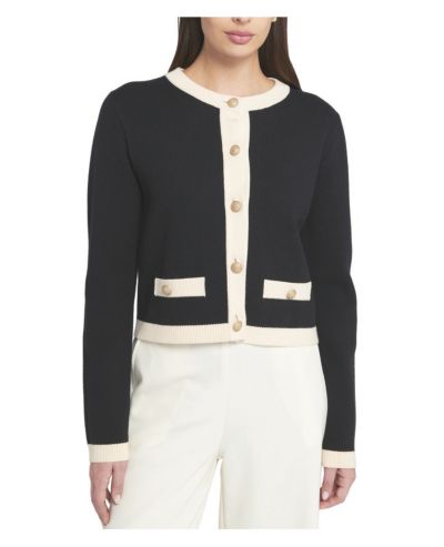 ELLE Collection Women's Fine Gauge Lightweight Framed Cardigan Sweater